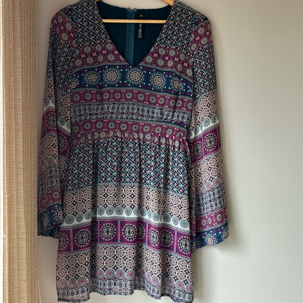 Design lab by lord and Taylor Boho mini dress tunic size S